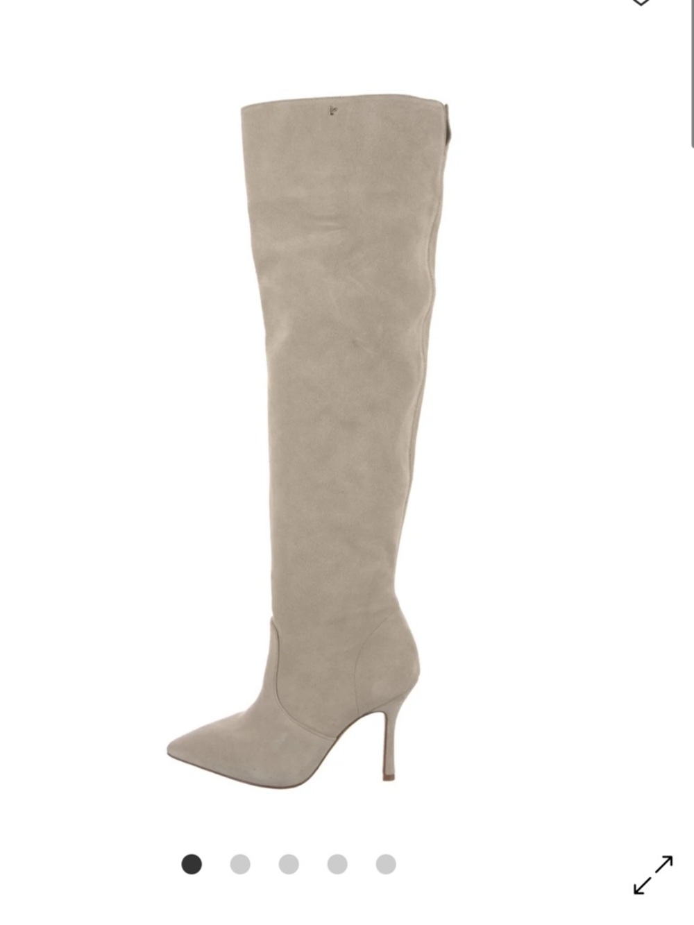 Larroude Taupe Suede Over-The-Knee Pointed Stiletto Boots